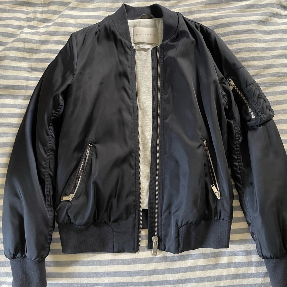 The Group Babaton (Aritzia) bomber jacket, navy blue, size s